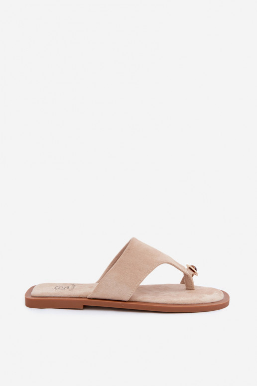 Women's slippers with decorative details sand Fedira