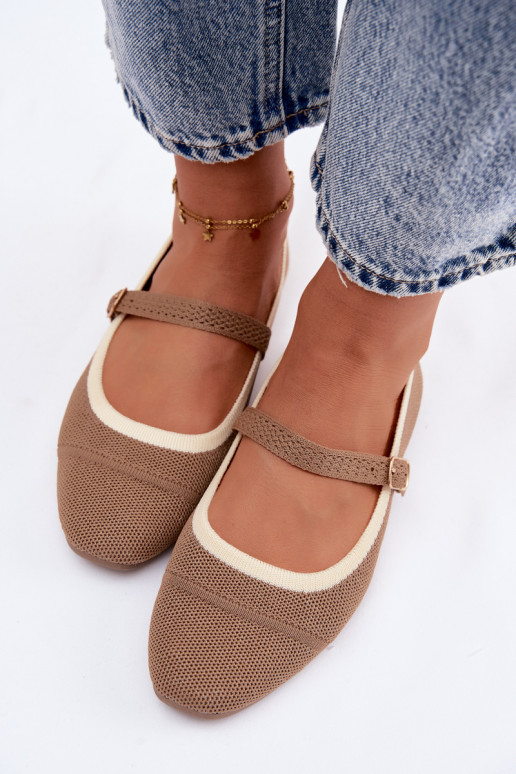 Ballet flats with mesh material brown Zelisa