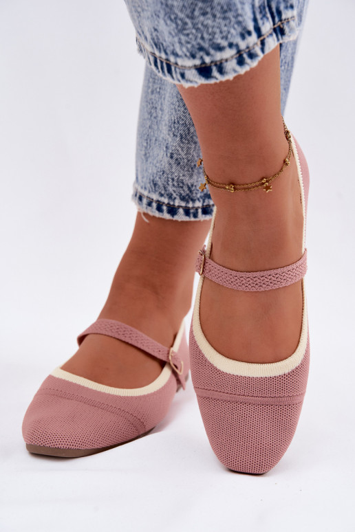 Płaskie BalerinywithSiateczkowego Materiału Różowe Zelisa