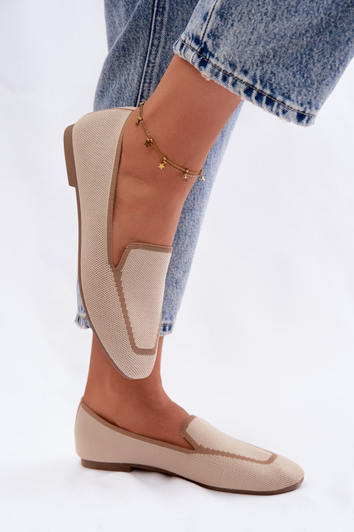 Women's Fabric Flat Beige Moccasins Selisa