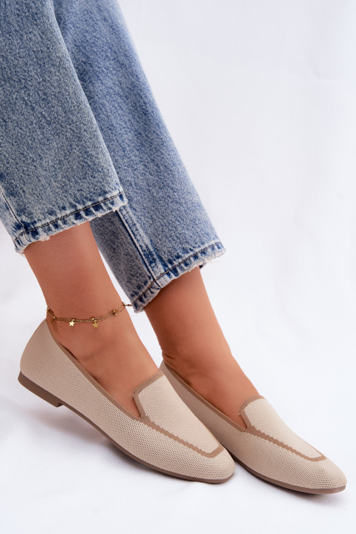 Women's Fabric Flat Beige Moccasins Selisa