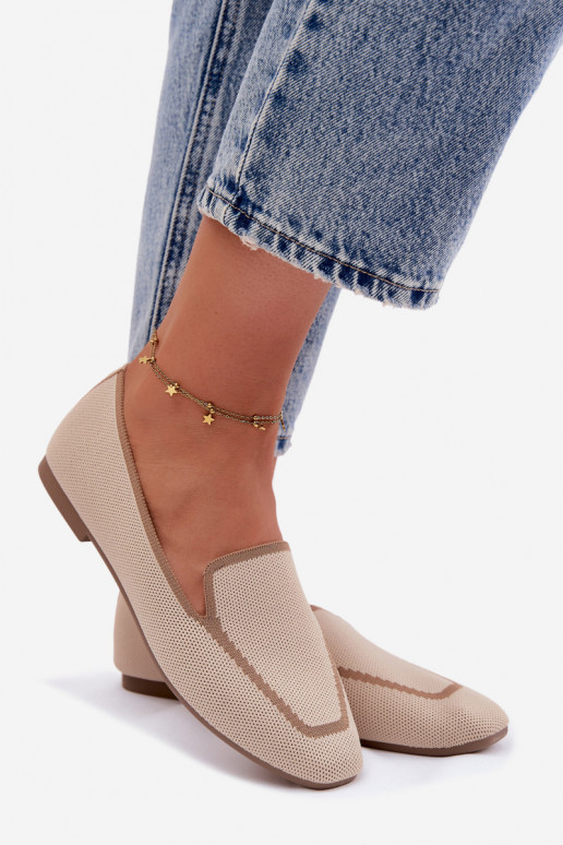 Women's Fabric Flat Beige Moccasins Selisa