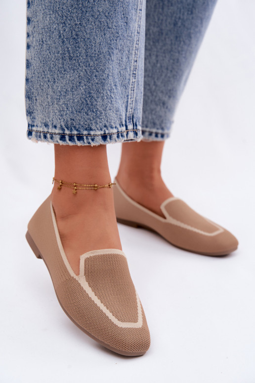 Women's Material Flats Light Brown Loafers Selisa