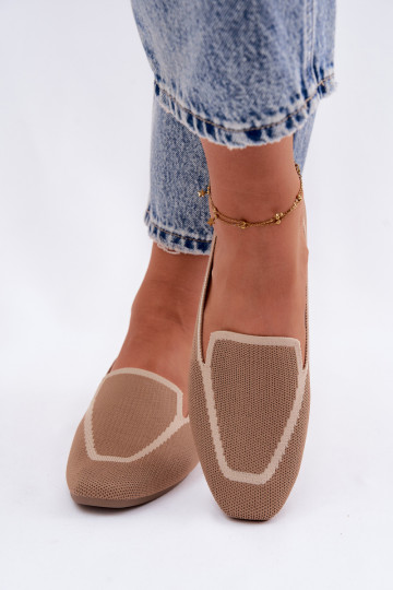 Women's Material Flats Light Brown Loafers Selisa 2