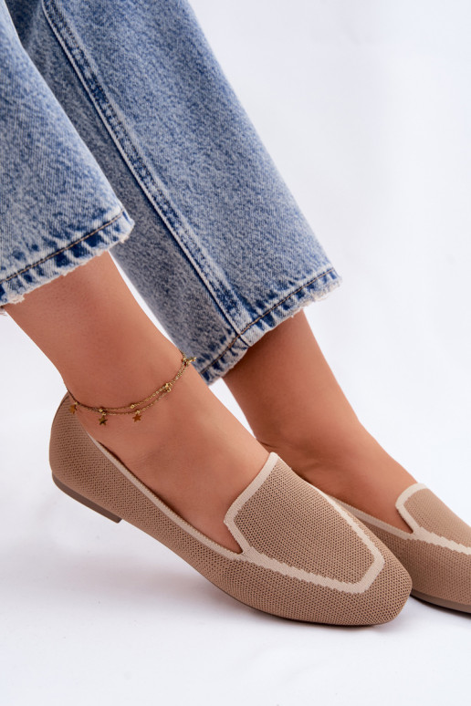 Women's Material Flats Light Brown Loafers Selisa