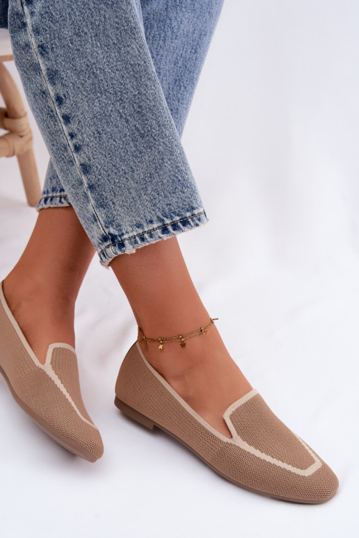 Women's Material Flats Light Brown Loafers Selisa