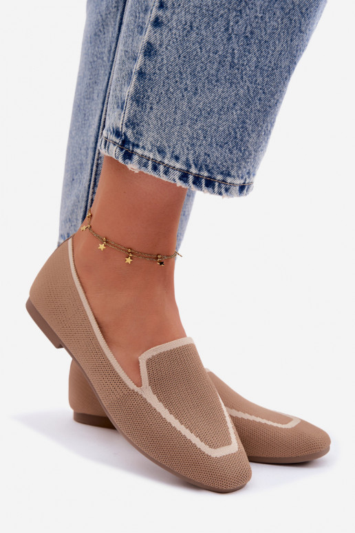 Women's Material Flats Light Brown Loafers Selisa