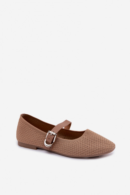 Fabric ballet flats with straps and buckles khaki Jelisa