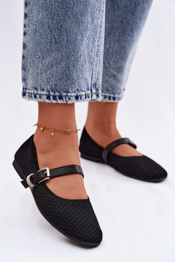 Fabric Ballerinas With Strap And Buckle Jelisa