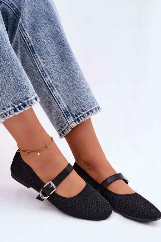 Fabric Ballerinas With Strap And Buckle Jelisa