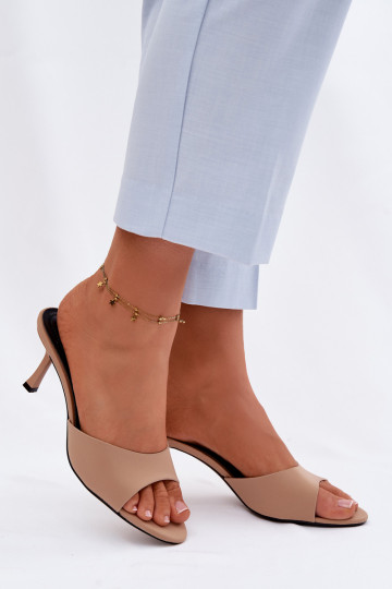 Women's Platform Material Beige Heeled Sandals Selmira 2