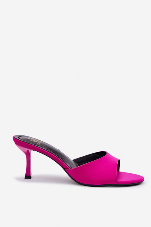 Women's Fuchsia Fabric High Heel Slides Selmira