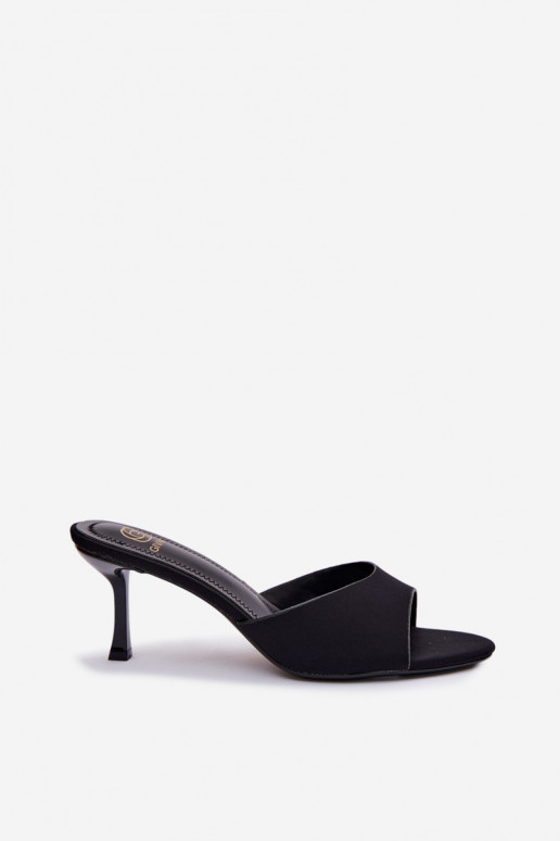 Women's High-Heeled Fabric Black Sandals Selmira