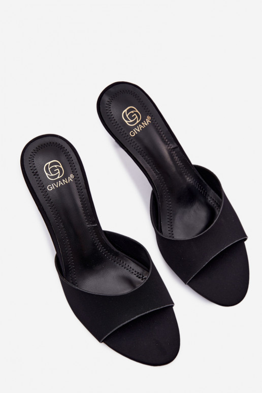 Women's High-Heeled Fabric Black Sandals Selmira