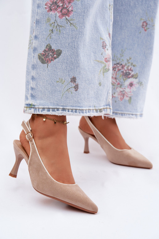 Women's High Heel Sandals With Trim Beige Relmira