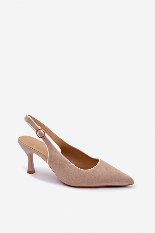 Women's sandals with thin heels in sand color Relmira