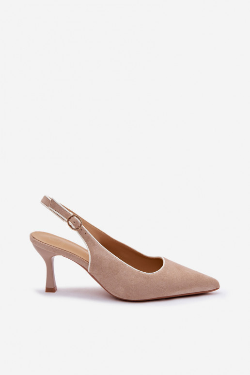 Women's sandals with thin heels in sand color Relmira