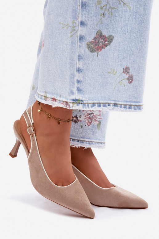Women's High Heel Sandals With Trim Beige Relmira