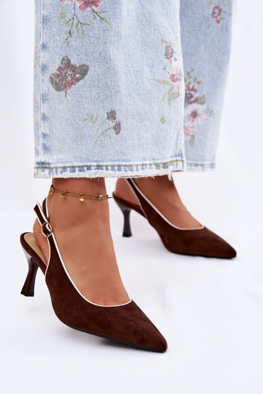 Women's High Heel Sandals With Trim Chocolate Relmira
