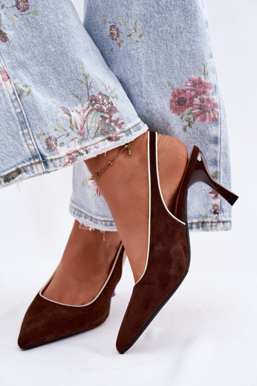 Women's High Heel Sandals With Trim Chocolate Relmira