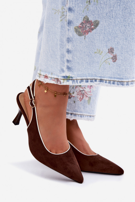 Women's High Heel Sandals With Trim Chocolate Relmira