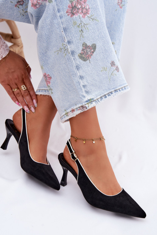 Women's High Heel Sandals With Trim Black Relmira