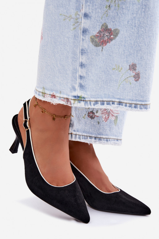 Women's sandals with thin heels in black color Relmira