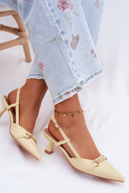 Women's sandals with pointed heels in yellow color Felessa