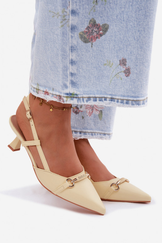 Women's sandals with pointed heels in yellow color Felessa