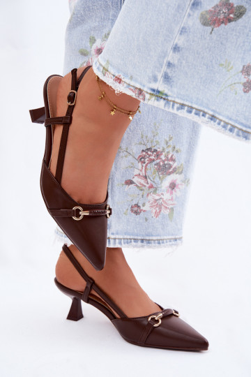 Women's sandals with pointed heels in brown color Felessa