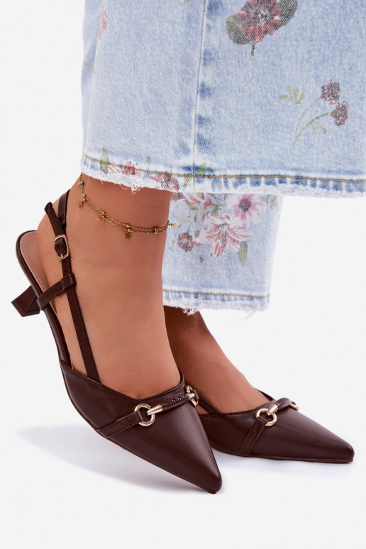 Women's High Heeled Sandals With Pointed Toes Brown Felessa