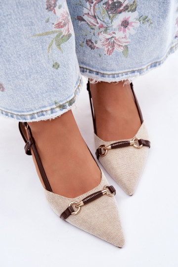 Women's High Heel Sandals With Pointed Toes Brown-Beige Felessa