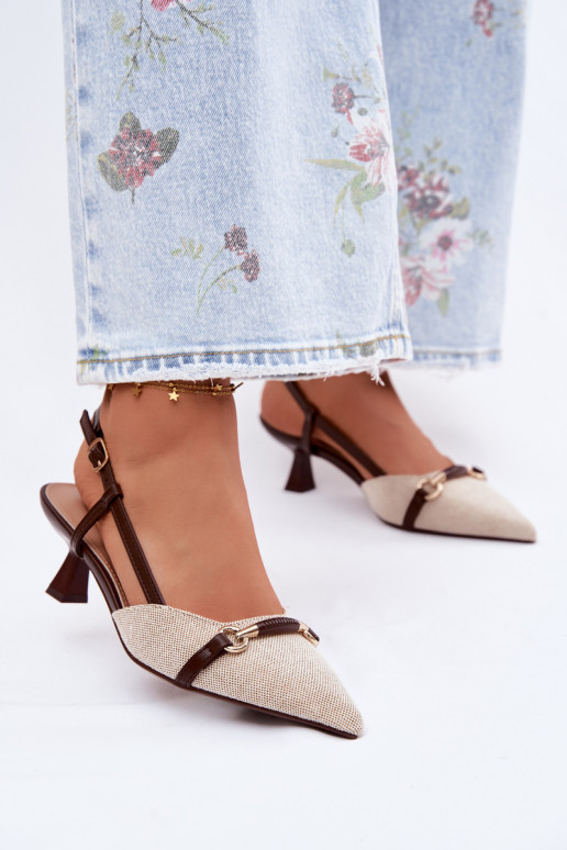 Women's High Heel Sandals With Pointed Toes Brown-Beige Felessa