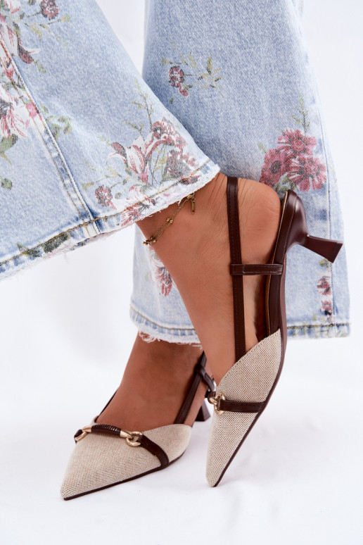 Women's sandals with pointed heels in brown-sand color Felessa