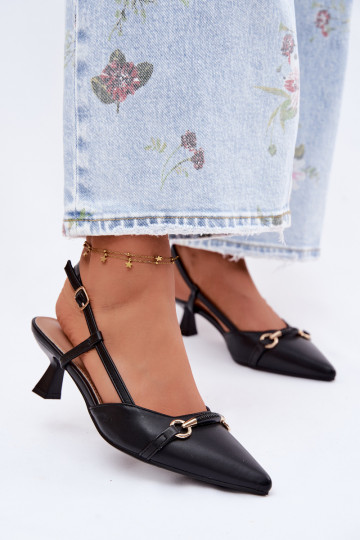 Women's sandals with pointed heels in black color Felessa