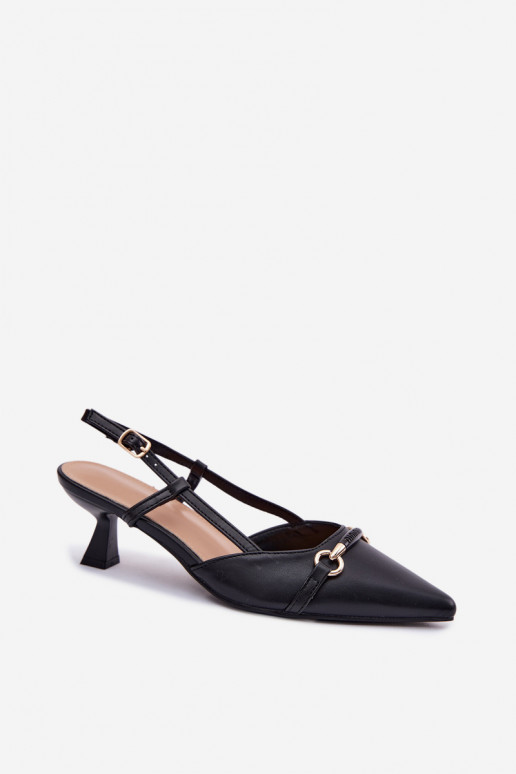 Women's sandals with pointed heels in black color Felessa