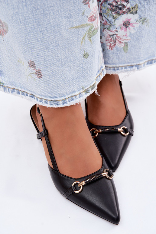 Women's sandals with pointed heels in black color Felessa