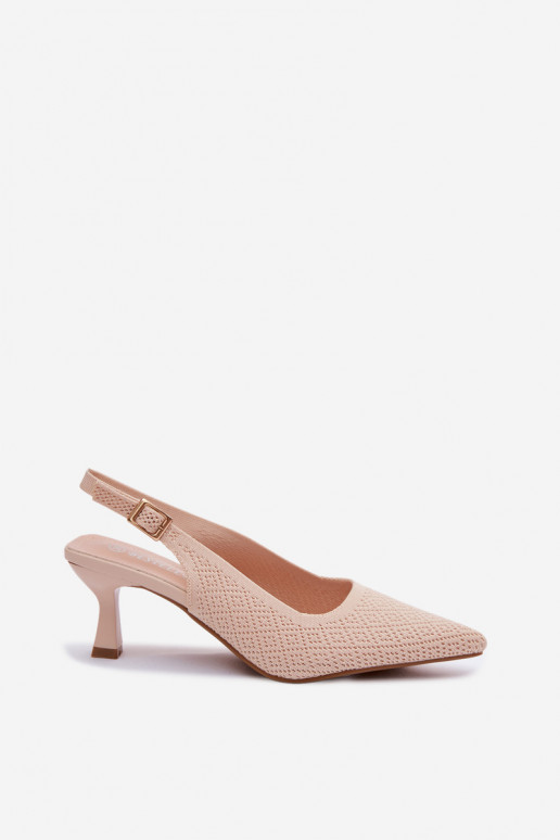 Beige Fabric Heeled Sandals Delessa