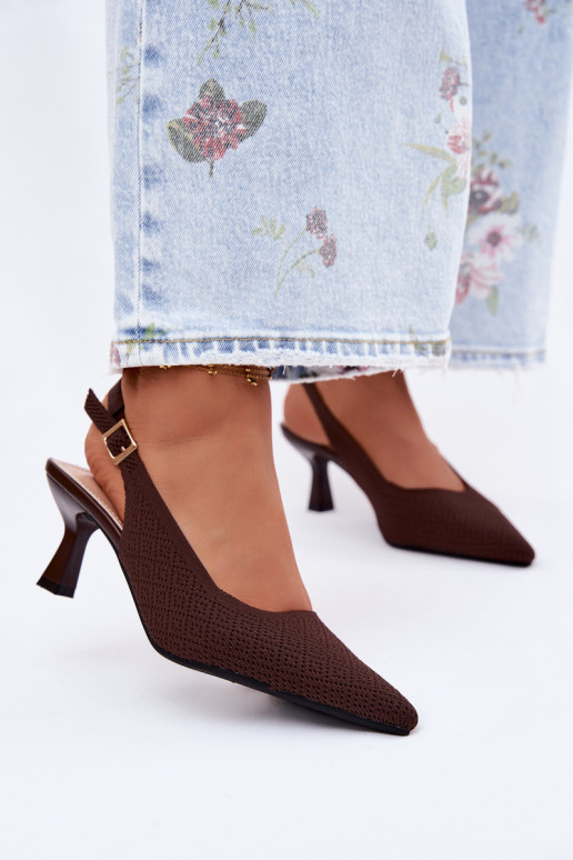 Delessa Material Platform Heeled Chocolate Sandals