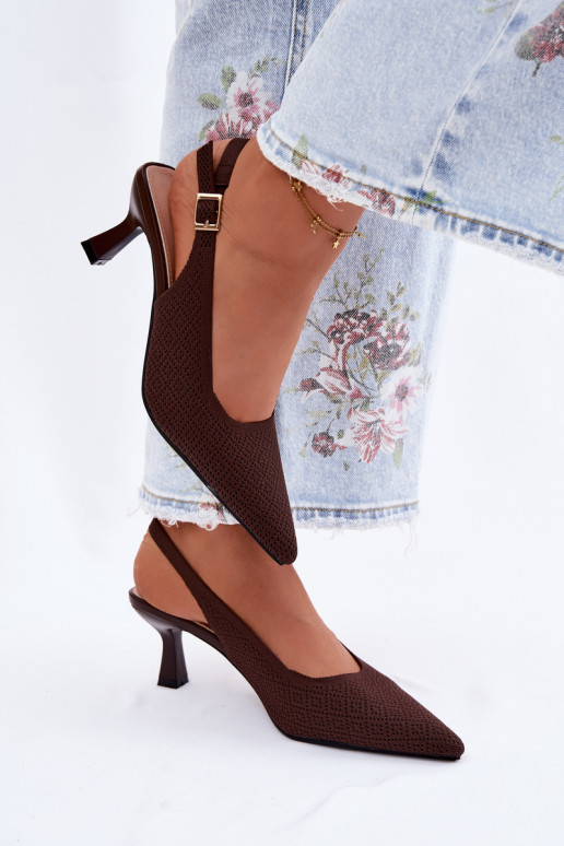 High-heeled sandals in chocolate color Delessa