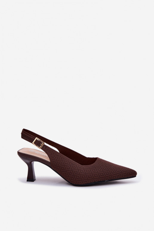 High-heeled sandals in chocolate color Delessa