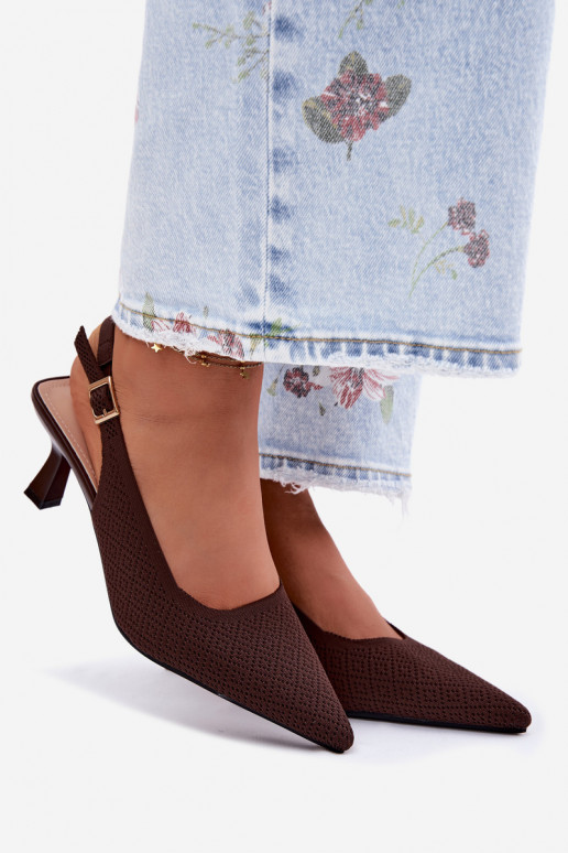 Delessa Material Platform Heeled Chocolate Sandals