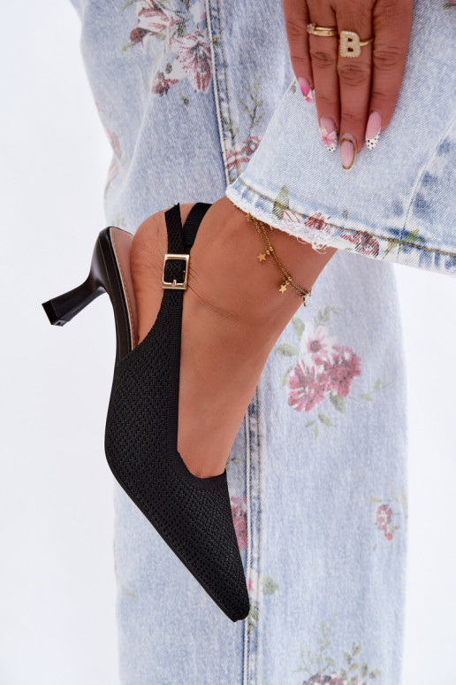 High-heeled sandals in black color Delessa