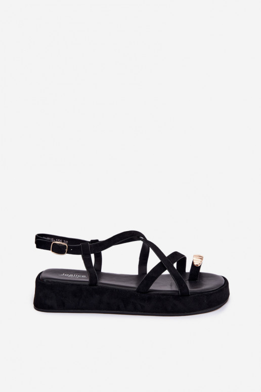 Platform Sandals With Gold Detail Black Olmira