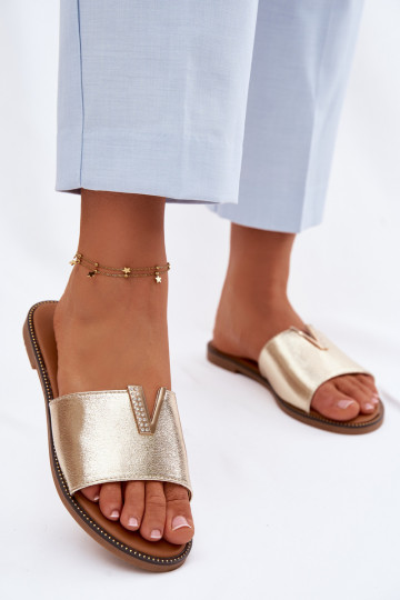 Women's Flat Slippers With Decorative Detail V Gold Nelmira 2