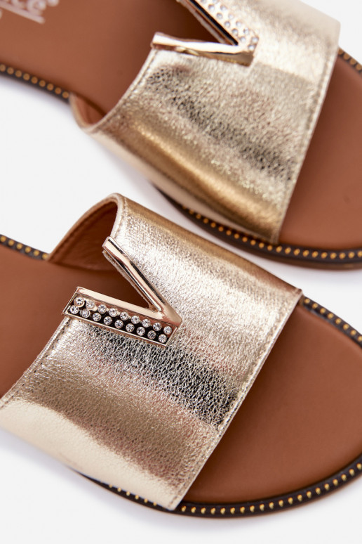 Women's Flat Slippers With Decorative Detail V Gold Nelmira