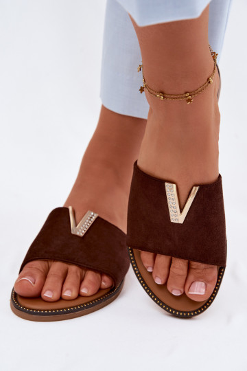 Women's Flat Shoes With Decorative Detail V Chocolate Nelmira