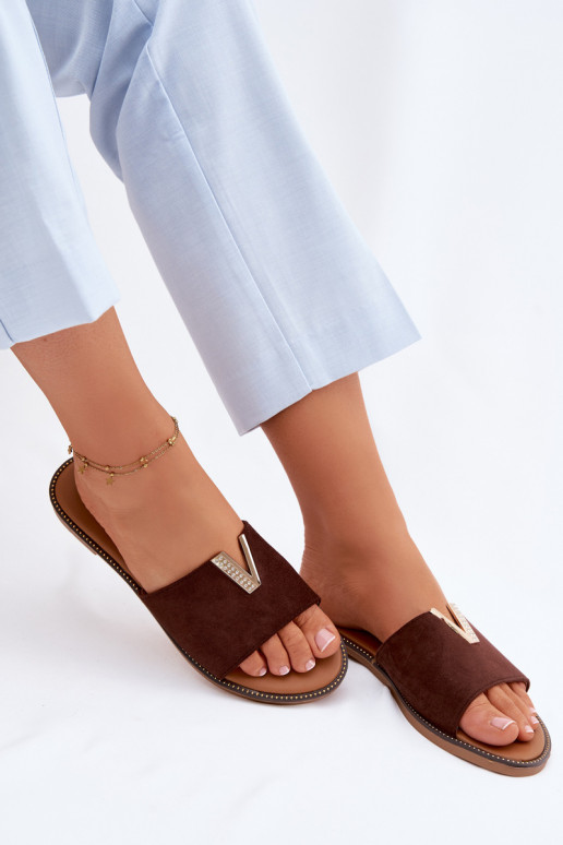 Women's Flat Shoes With Decorative Detail V Chocolate Nelmira