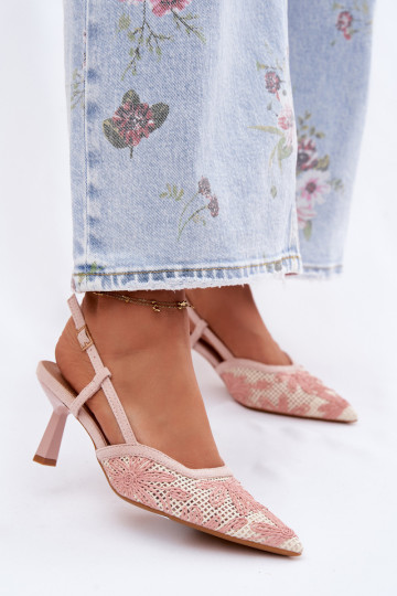 Pink Flowered High Heeled Sandals Kelmira 2
