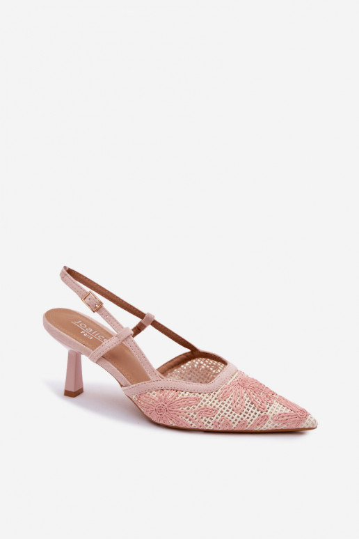 Pink Flowered High Heeled Sandals Kelmira
